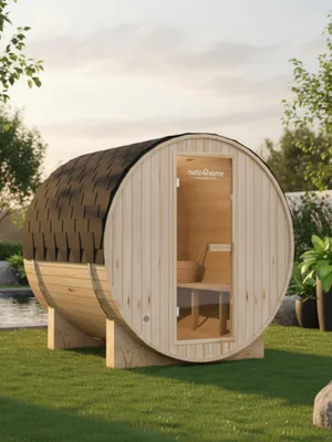 Produktbild von Fasssauna L Pini wood Outdoor Sauna inkl. Ofen (mit Montage)