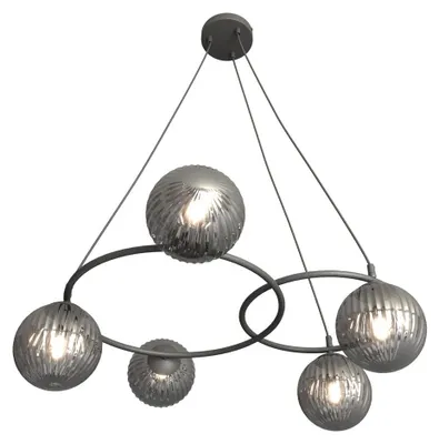 Zdjęcie produktu dla Lampa wisząca LIBRA czarna 5xE14x15W szkło wym:140x70x70cm IP20 Emibig
