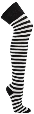 Produktbild von Krautwear® Damen Gestreifte Overknees Strümpfe Ringelstrümpfe Karneval Fasching Cosplay 80er Jahre (schwarz/weiss)