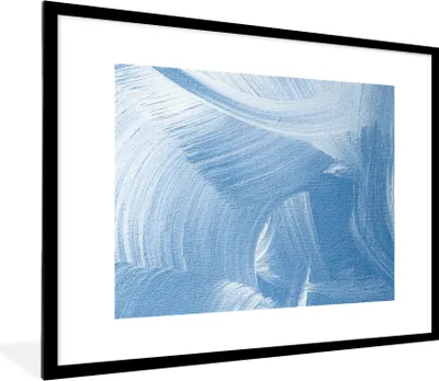 Produktbild von MuchoWow® Gerahmtes Poster Acrylfarbe - Blau - Design 80x60 cm - Poster mit Schwarzem Bilderrahmen Wandposter Rahmen Foto Bilder - Schlafzimmer-Dekorationen - Fotoposter