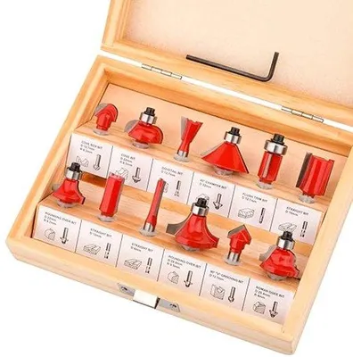 Image de Jeu de 12 vis à bois de 1/4 pouce, outils pour le bois, adaptés au bricolage et à la menuiserie (rouge)