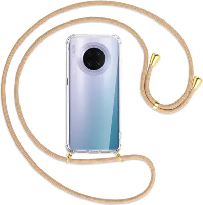 Produktbild von Handykette Backcover-Schutzhülle mit Band (Metall goldfarben) für Huawei Mate 30 Pro - beige