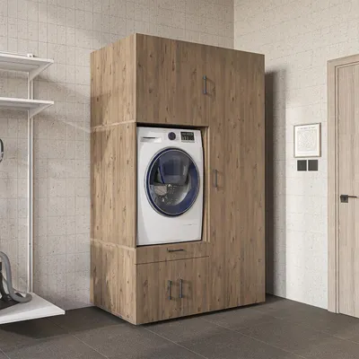 Image de Meuble pour lave-linge Roomart, 127 cm de large, chêne