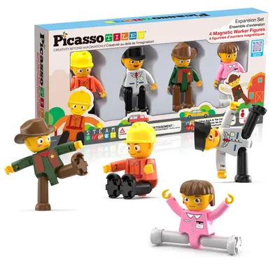 Productafbeelding van PicassoTiles beroepsfiguren, actiefiguren, speelgoedset voor peuters, rollenspel