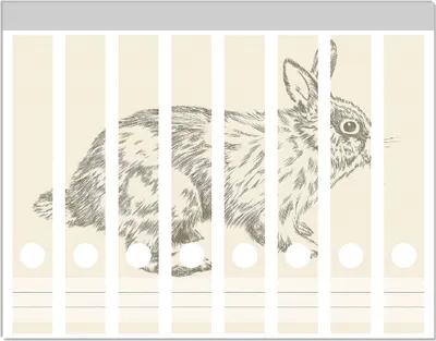 Produktbild von Wallario Ordnerrücken Sticker, selbstklebend für schmale Ordner, 8 Stück, Motiv Hase als illustrierte Bleistiftzeichnung