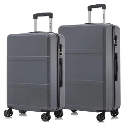 Produktbild von Suitcase Set, Rollkoffer Handgepäck, Kofferset, mit 4 Rollen 360°, Hartschalenreise Zahlenschloss, Weicher Gummigriff (2er Set, L&XL, Grau)