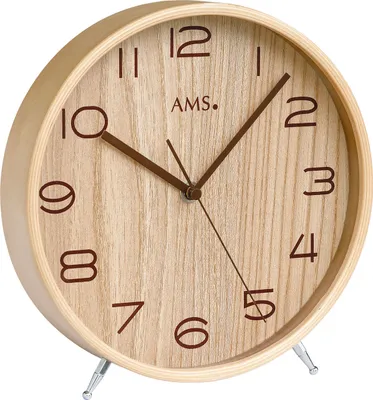 Immagine prodotto di AMS 5118 Orologio da tavolo radiocomandato in legno colore naturale con vetro