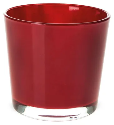 Produktbild von Glastopf Teelichtglas rund Pflanzgefäß Übertopf rot 11,5 cm