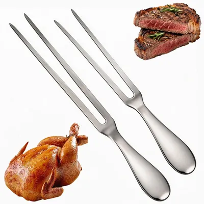 Image de Lot de 2 fourchettes à viande en acier inoxydable
