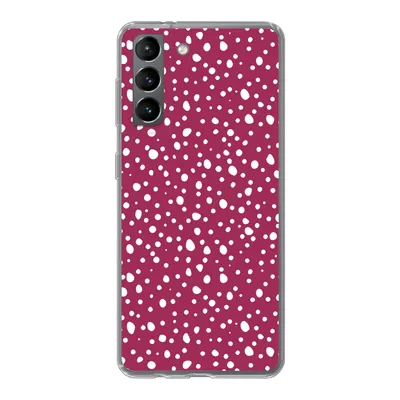 Produktbild von MuchoWow® Handyhülle Schutzhülle Hülle für Samsung Galaxy S21 Tupfen - Rot - Weiß Silikon Softcase Handy Hülle - Softcase