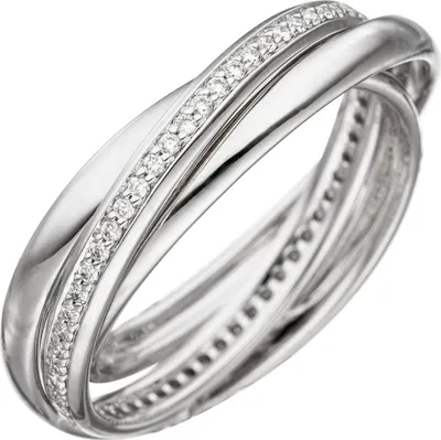 Produktbild von 3-er Ring 58 Diamanten Brillanten 0.29Ct W/SI rundum 585 Gold Weißgold Innenumfang 60mm  Ø19.1mm