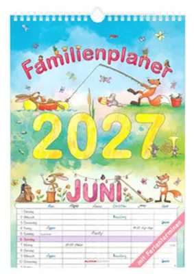 Produktbild von Familienplaner 2027 im Cartoon-Design, 6 Spalten, Wandkalender, 23,7 x 34 cm