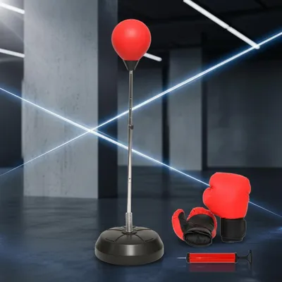 Immagine prodotto di Sacco da boxe da terra per adulti con guantoni da boxe, sacco da boxe, supporto per sacco da boxe
