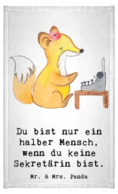 Produktbild von Mr. & Mrs. Panda handtuch baumwolle Sekretärin Herz - Weiß - Geschenk, Kleines, Mini-Handtuch, Gästetuch, Klein, gäste wc