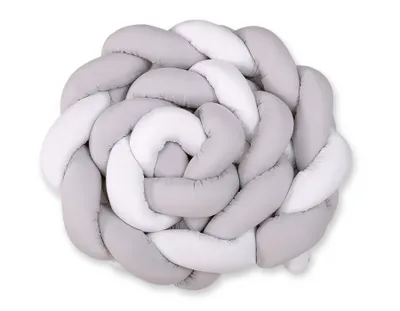 Image de Protection tressée pour lit XXL - blanc et gris 360 cm en coton de haute qualité