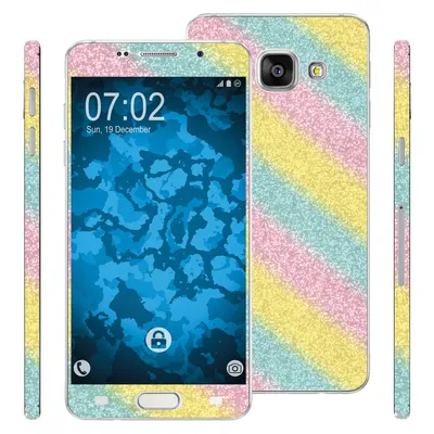 Produktbild von 1 x Glitzer-Folienset für Samsung Galaxy A3 (2016) A310 rainbow PhoneNatic Schutzfolien