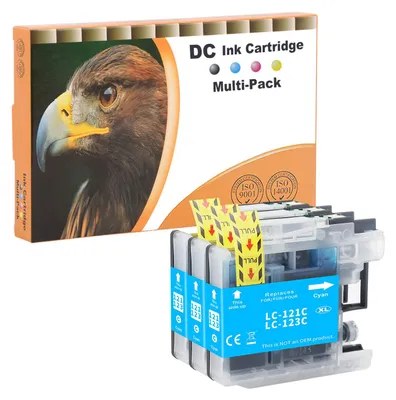 Produktbild von D&C 3X Cyan Druckerpatronen Kompatibel für Brother LC-123 LC123 XL für MFC-J4710DW MFC-J6520DW MFC-J6720DW MFC-J6920DW MFC-J870DW DCP-J132W DCP-J152W J172W DCP-J4110DW DCP-J552DW DCP-J752DW MFC-J245