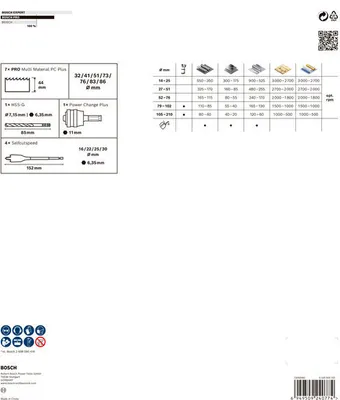 Image de PRO Multi Material PC Plus Hole Saw Set, 22-86 mm, 13 pcs.