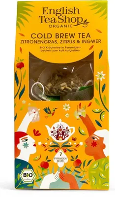 Produktbild von ETS - Cold Brew Tee "Zitronengras, Zitrus, Ingwer", BIO, 7 Pyramiden-Beutel