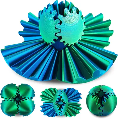 Produktbild von 3D Gear Ball, 3D-Gedruckter Zahnradball, Gear Sphere Das Steampunk Whirling Wonder Fidget Zahnradball Grün