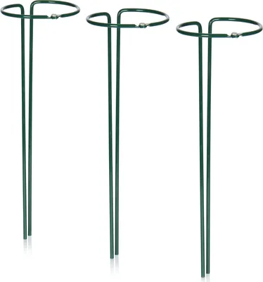 Produktbild von com-four® 3x Blumenhalter - Staudenhalter für Blumen (Höhe: 35 cm) - Pflanzenhalter als Blumenstütze, Rankengewächse, Rosenstütze, Stauden, Staudenring rund für den Garten, Balkon, Terrasse