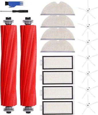 Produktbild von Reserveonderdelen für Staubsauger, 2 Hauptbürsten, 4 Reinigungstücher, 4 HEPA-Filter, 7 Seitenbürsten, 1 Bürstenreinigungswerkzeug, für Roborock Q7/Q7+/Q7 Max/Q7 Max+ kompatibel