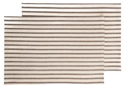 Produktbild von HOMLA DAVIO-Tischsets aus Baumwolle mit braunen Streifen und Rüschen, 2er-Set, 2 × 30 × 45 cm