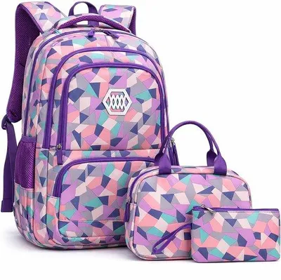 Produktbild von Ultiluxe Rucksack Set - 3 Teile - Schulrucksack - für Kinder - inklusive Laptopfach - Praktisch - 35 L - Größe 48 x 33 x 24 cm - Lila/Rosa