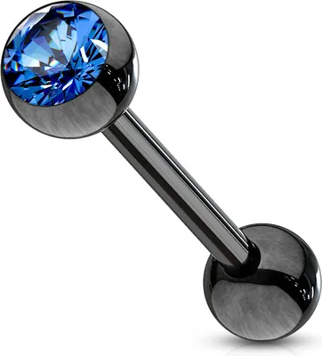 Produktbild von viva-adorno Barbell Piercing Stab Zungenpiercing Ohrpiercing Stecker Hantel Chirurgenstahl 316L beschichtet Zirkonia Z309,schwarz