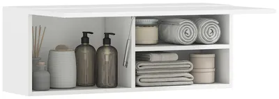 Immagine prodotto di HOMCOM Mobiletto Bagno Pensile con Anta a Ribalta e Ripiani, 80x25x30 cm, Bianco