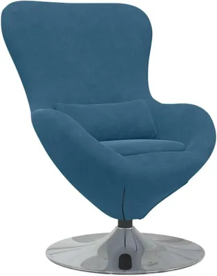 Produktbild von Blauer Eiersessel aus Samt, 63 x 73 x 90 cm, 360° drehbarer Loungesessel mit Metallrahmen, modernes Design und bequemer Lesesessel für Wohnzimmer, Schlafzimmer und kleine Räume