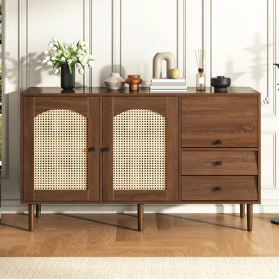 Produktbild von okwish Aufbewahrungsschränke, Sideboards und Buffets aus Rattan mit Stauraum, freistehende dekorative Schränke, geeignet für Eingänge, Wohnzimmer, Büros