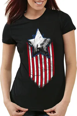 Produktbild von style3 USA Stars and Stripes Hero Damen T-Shirt, Farbe:Schwarz, Größe:XS
