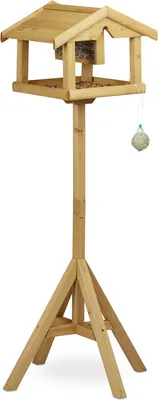 Produktbild von Vogelhäuschen auf Pfahl - Vogelhäuschen für Vogel auf Pfahl - 117 x 50 x 50 cm - Braun