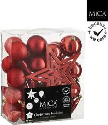 Image de Edelman décoration de sapin incassable rouge 40 pièces - d8cm