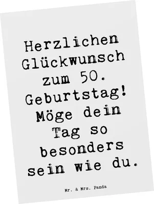 Produktbild von Mr. & Mrs. Panda Grußkarte Spruch 50. Geburtstag Freude - Weiß - Geschenk, Alter, Ansichtskarten, Feier, Meilenstein, Postkarte, Postkarten, liebe Grüße, Ansichtskarte