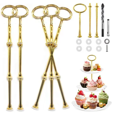 3er-Set Kuchenständer, gold, Metall, mit Schrauben