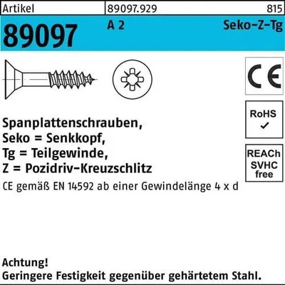 Produktbild von Spanplattenschraube R 89097 SEKO PZ TG 6x 140-Z A 2 100 Stück