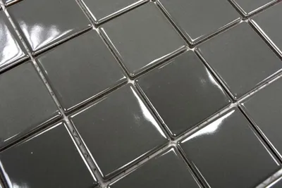 Produktbild von Handmuster Mosaikfliese Keramik metall grau glänzend Fliesenspiegel Küchenwand MOS16B-0204_m