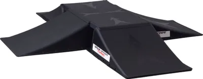 A black skate ramp set on a white background.