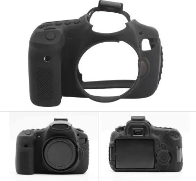 Obrázek produktu pro Protiskluzový silikonový kryt fotoaparátu odolný proti opotřebení, měkký ochranný kryt zrcadlovky pro fotoaparát Canon 60D (černý)