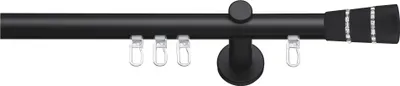 Produktbild von SN Deco Gardinenstange Innenlauf Rennes, 19 mm, 1-läufig, Stahl, Komplett-Set mit Ringen, Profilträger, 120 cm, schwarz