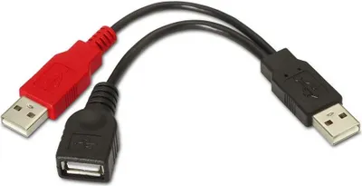 Produktbild von AISENS A101-0030, 0,15 m, 2 x USB A, USB A, USB 2.0, Schwarz, Rot