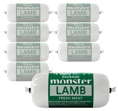 Zdjęcie produktu dla Monster Dog Sausage Lamb 8x80g Pełnoporcjowa Mokra Karma dla Psa Kiełbasa z Jagnięciny
