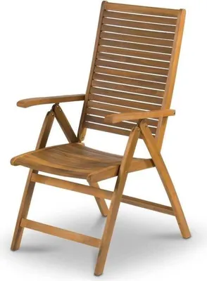 Image de Chaise de Jardin Réglable Fieldmann FDZN 4101-T, Bois d'Acacia Tropical, 74 x 58 x 105 cm, Dossier 5 Positions, Pliable, 140 kg