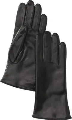 A pair of black leather gloves.