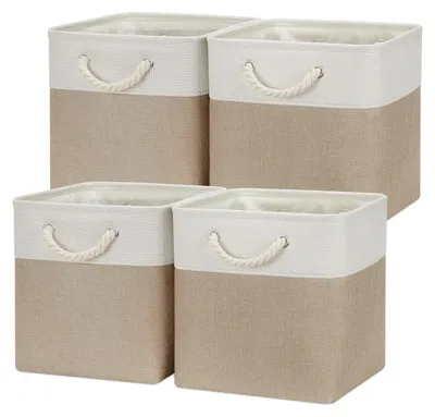 Image de Lot de 4 boîtes de rangement pour étagères, cubes de rangement en tissu de 30,5 cm