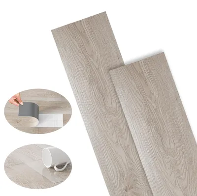 Zdjęcie produktu dla Podłoga winylowa PVC, 3 m², samoprzylepna, deski/płytki, antypoślizgowa, wodoodporna, 21 sztuk, wzór drewna (jasnoszary)