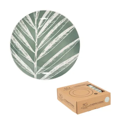 Produktbild von Secret de Gourmet 6er Set Desserttellern aus Porzellan grün/weiß 2cm x 19cm