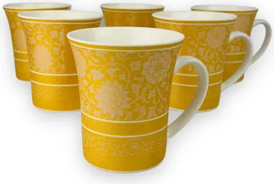 Obrázok produktu pre sada 6 porcelánových šálok na kávu so silnými stenami a vzorom pre 6 Meander 300.ml NOVINKA